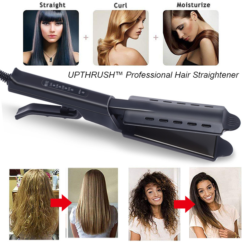 UPTHRUSH™ Hair Straightener Flat Iron Hair Curler Four-gear Temperature Adjustment Ceramic Tourmaline Flat Iron Women Hair Straightener Widen Panel Hair Curler